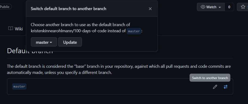GitHub switch to another branch as default