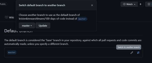 GitHub switch to another branch as default