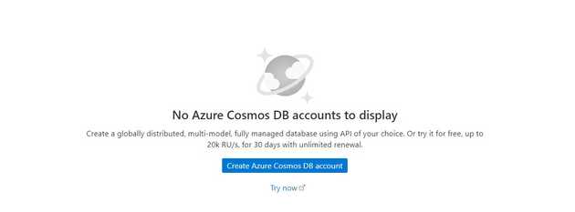 Azure Create new Cosmos DB account